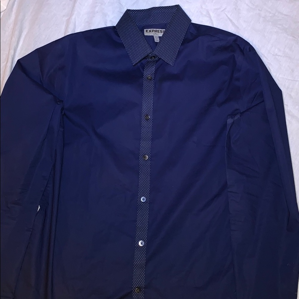 Never Worn L Express Fitted Navy Dress Shirt